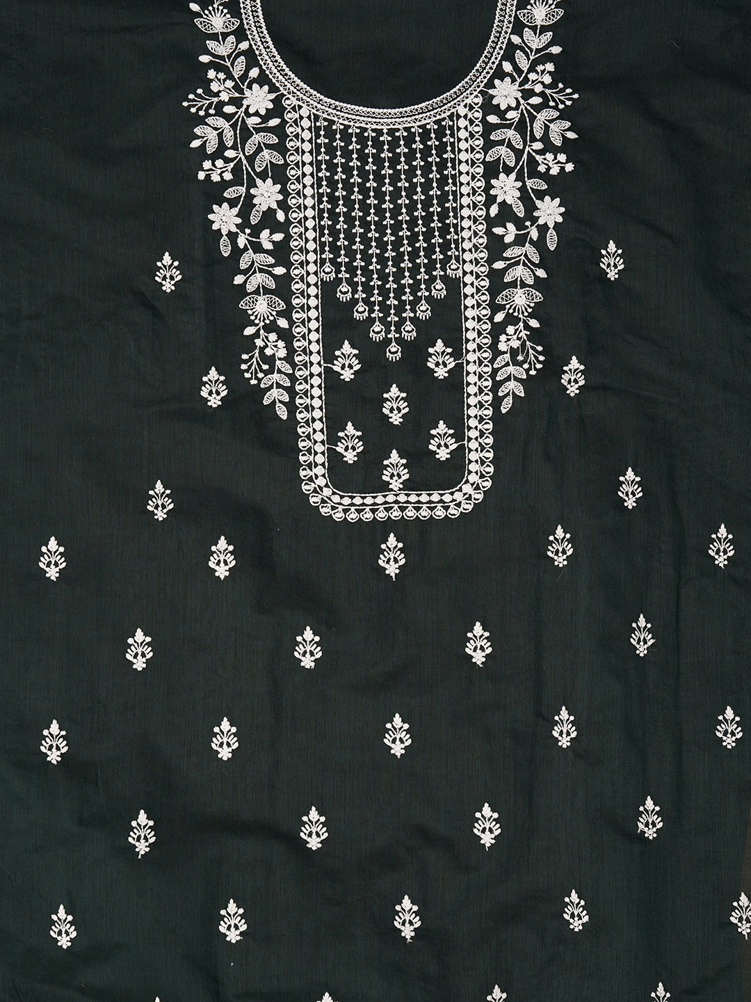 Unstitched Embroidered Cotton Blend Dress Material With Dupatta