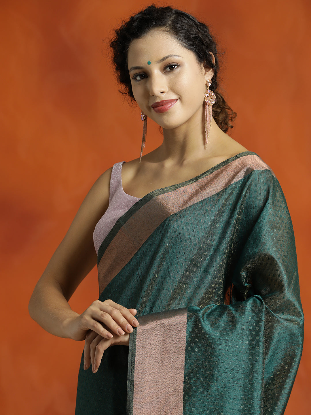 Green Zari Woven Design Banarasi Organza Saree