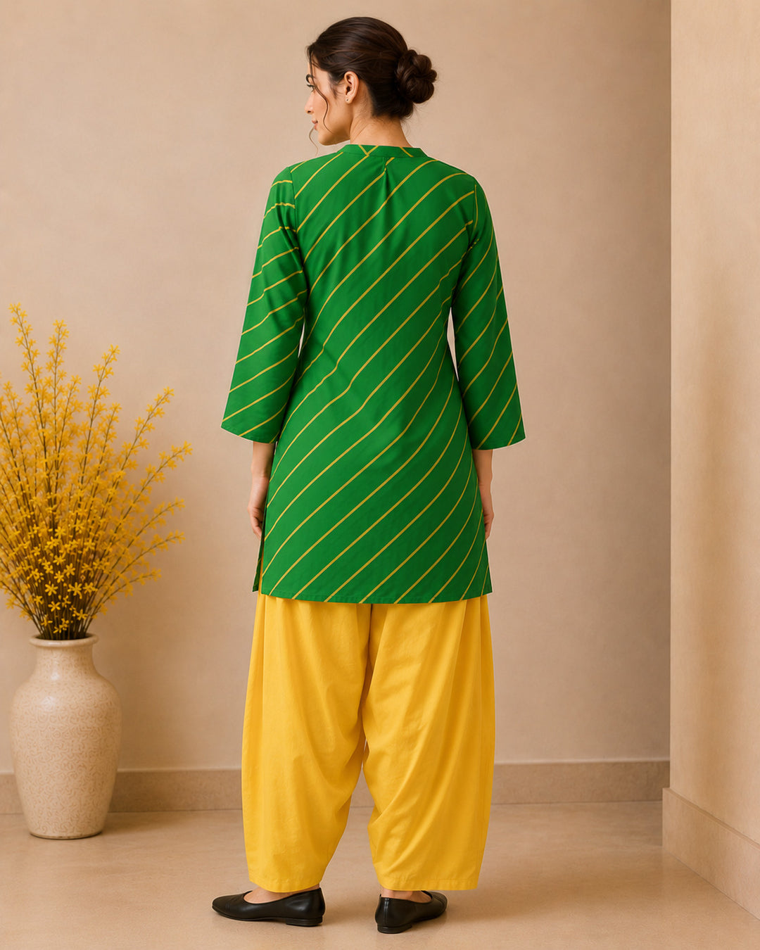 Leheriya Printed Straight Pure Cotton Kurta & Salwar Sets