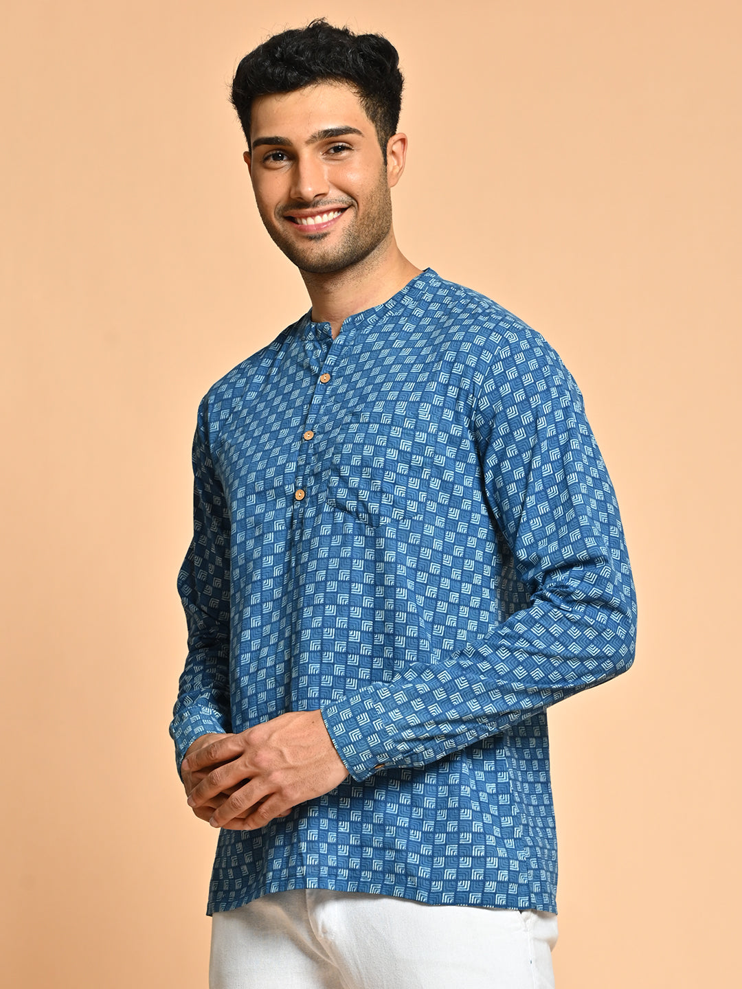 Ethnic Block Printed Festive Cotton Short Kurta