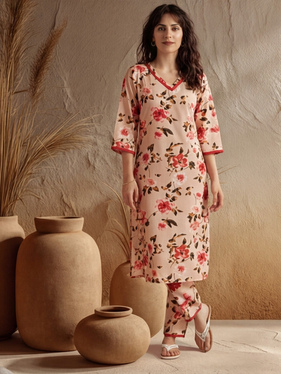 Floral Printed Straight Kurta With Pants