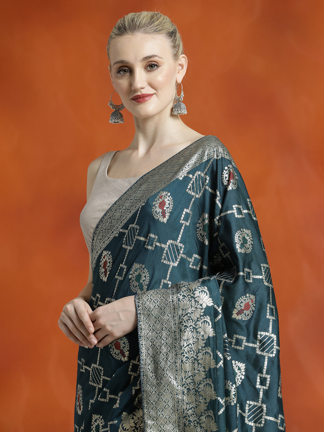 Heavy Banarasi Zari Woven Silk Blend Saree