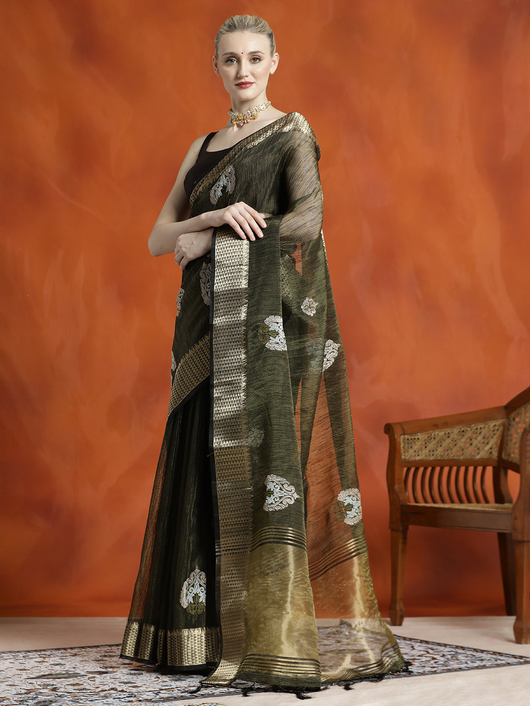 Zari Woven Party Wear Organza Saree