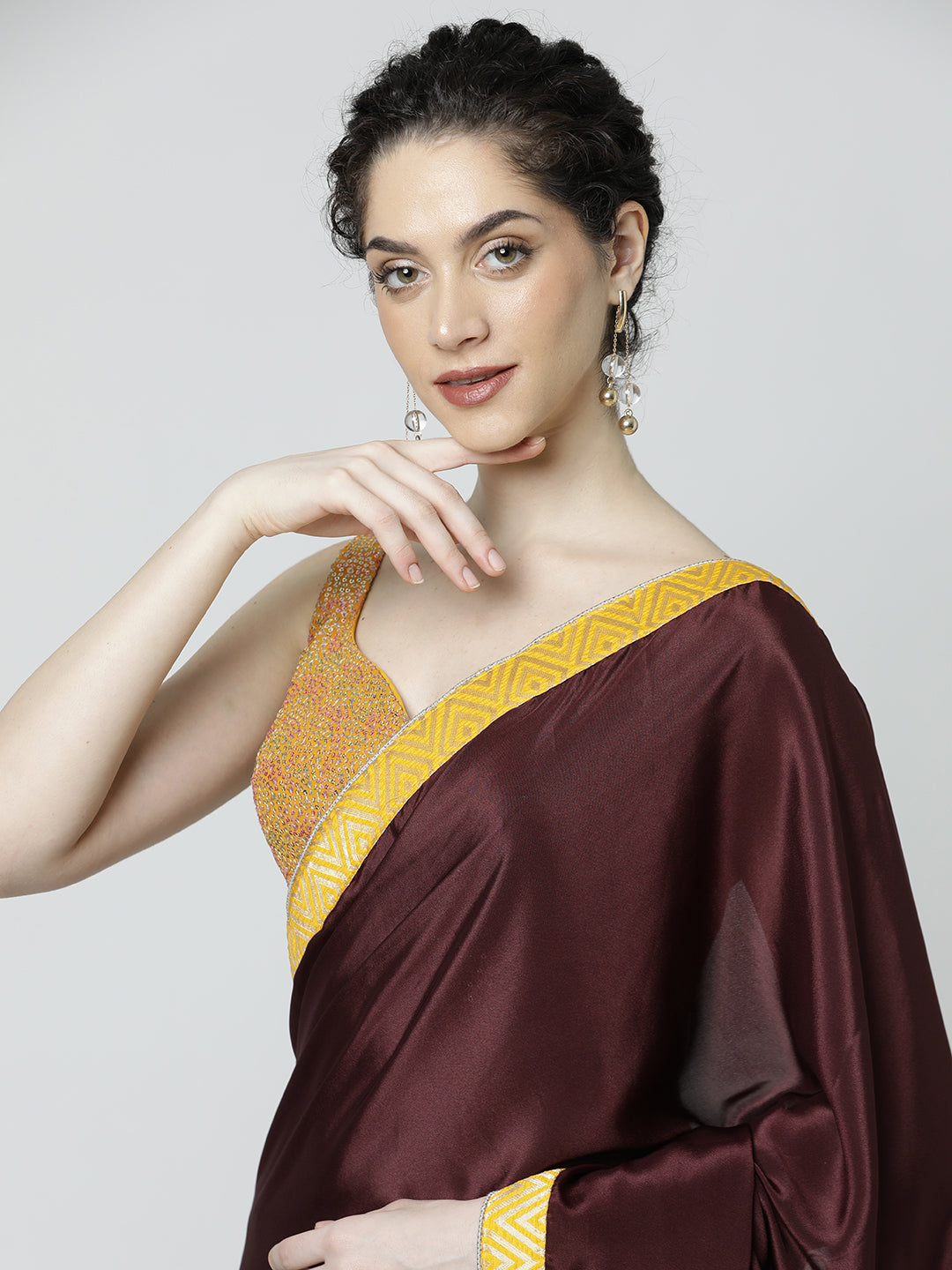 Woven Design Satin Maroon Saree