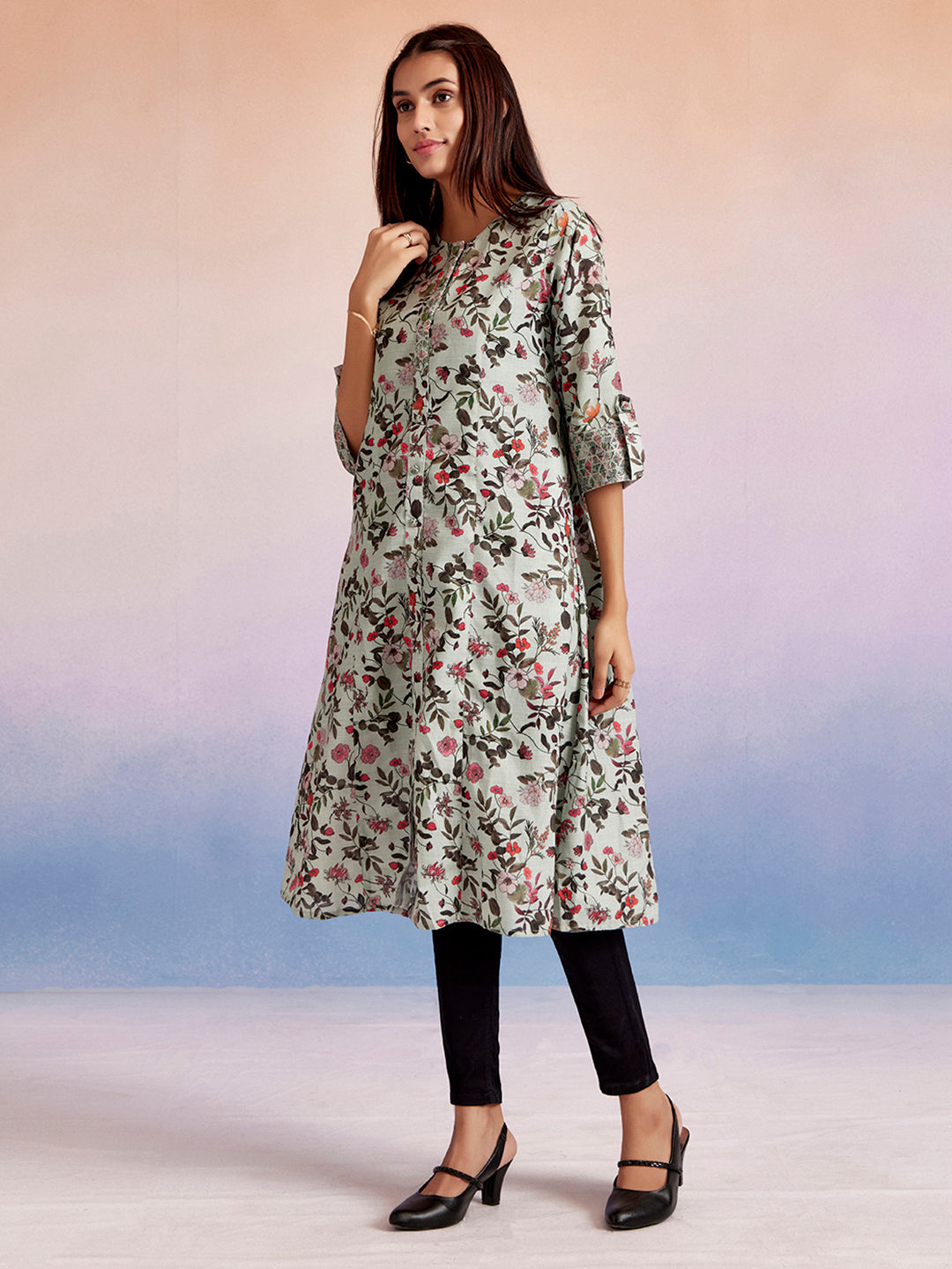 Floral Printed A-line Kurta