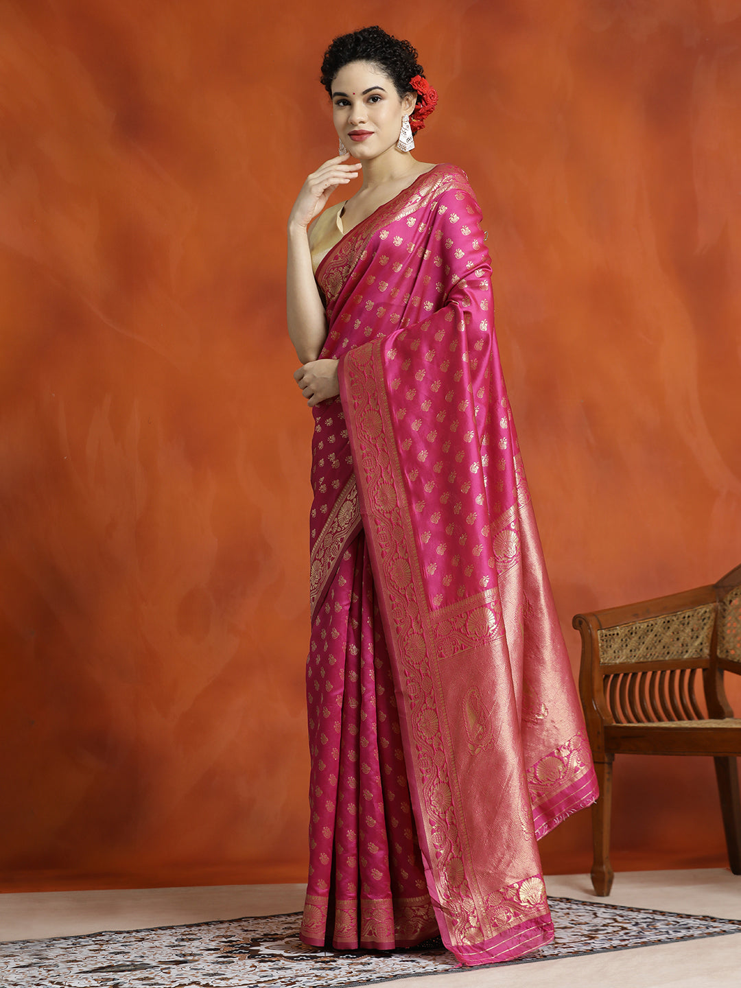 Silk Pink Banarasi Zari Woven Heavy Saree