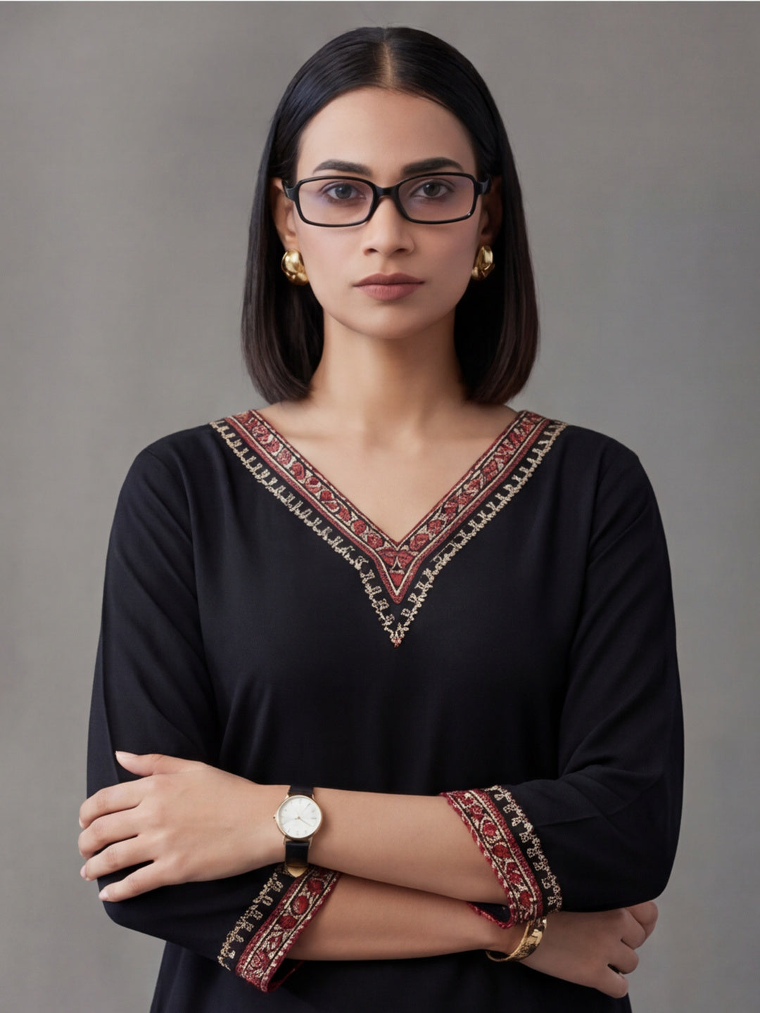 Printed Floral V-Neck Kurti