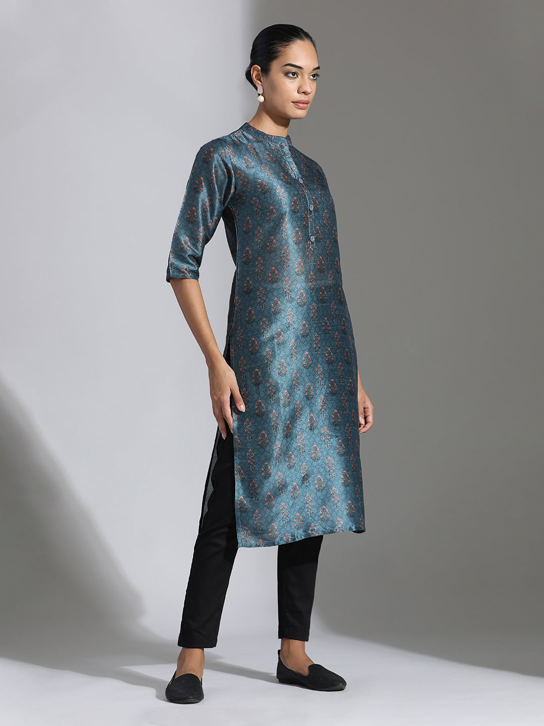 Ethnic Printed Poly Chanderi Kurta