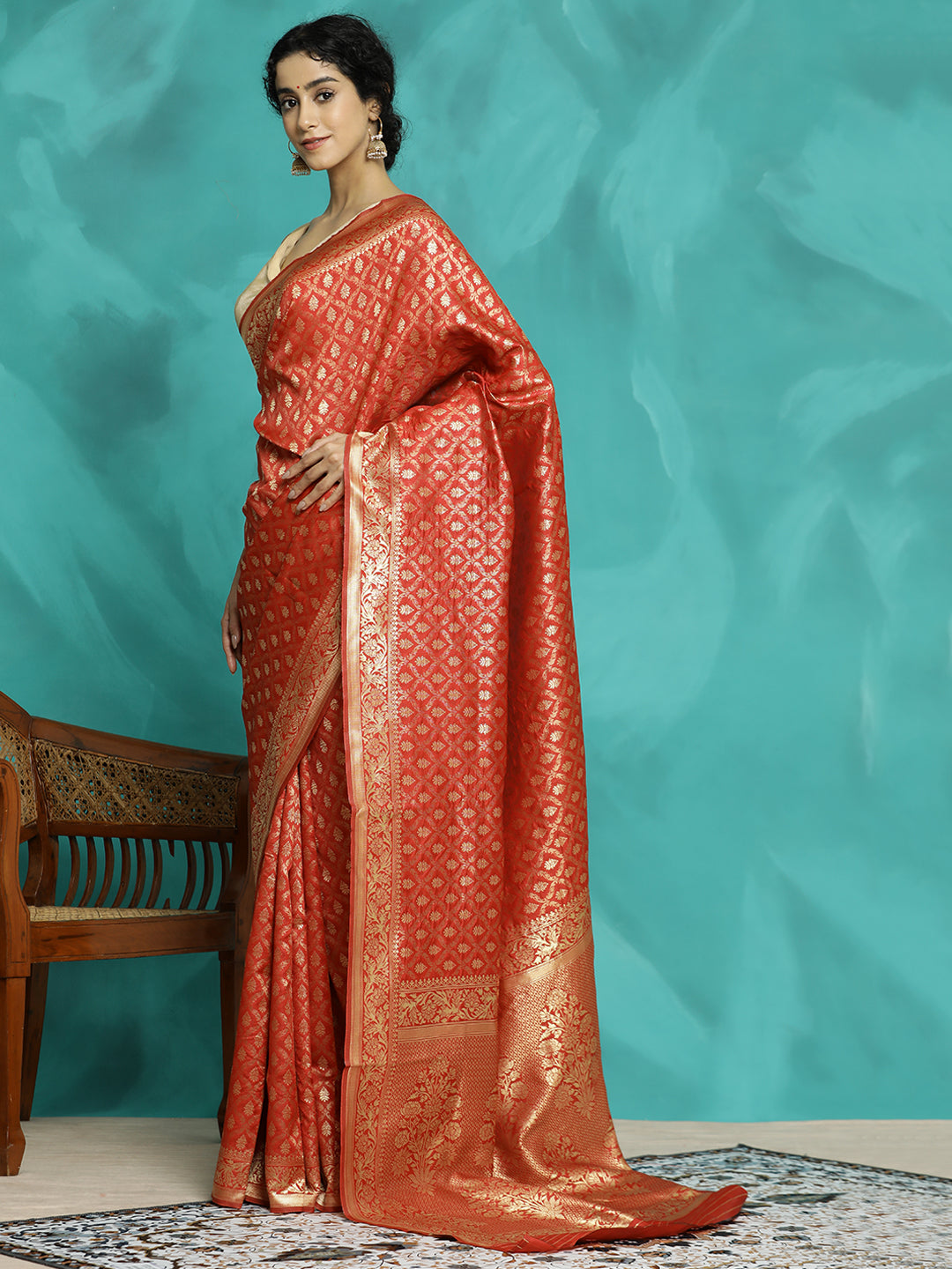 Red Silk Banarasi Zari Woven Heavy Saree