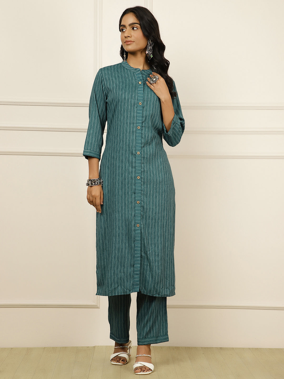 Self-Design Straight Kurta With Palazzo