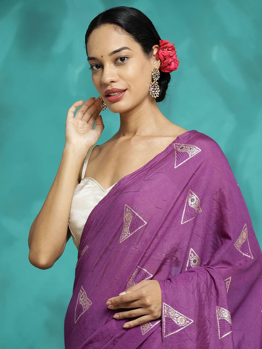 Silk Blend Banarasi Zari Woven Saree