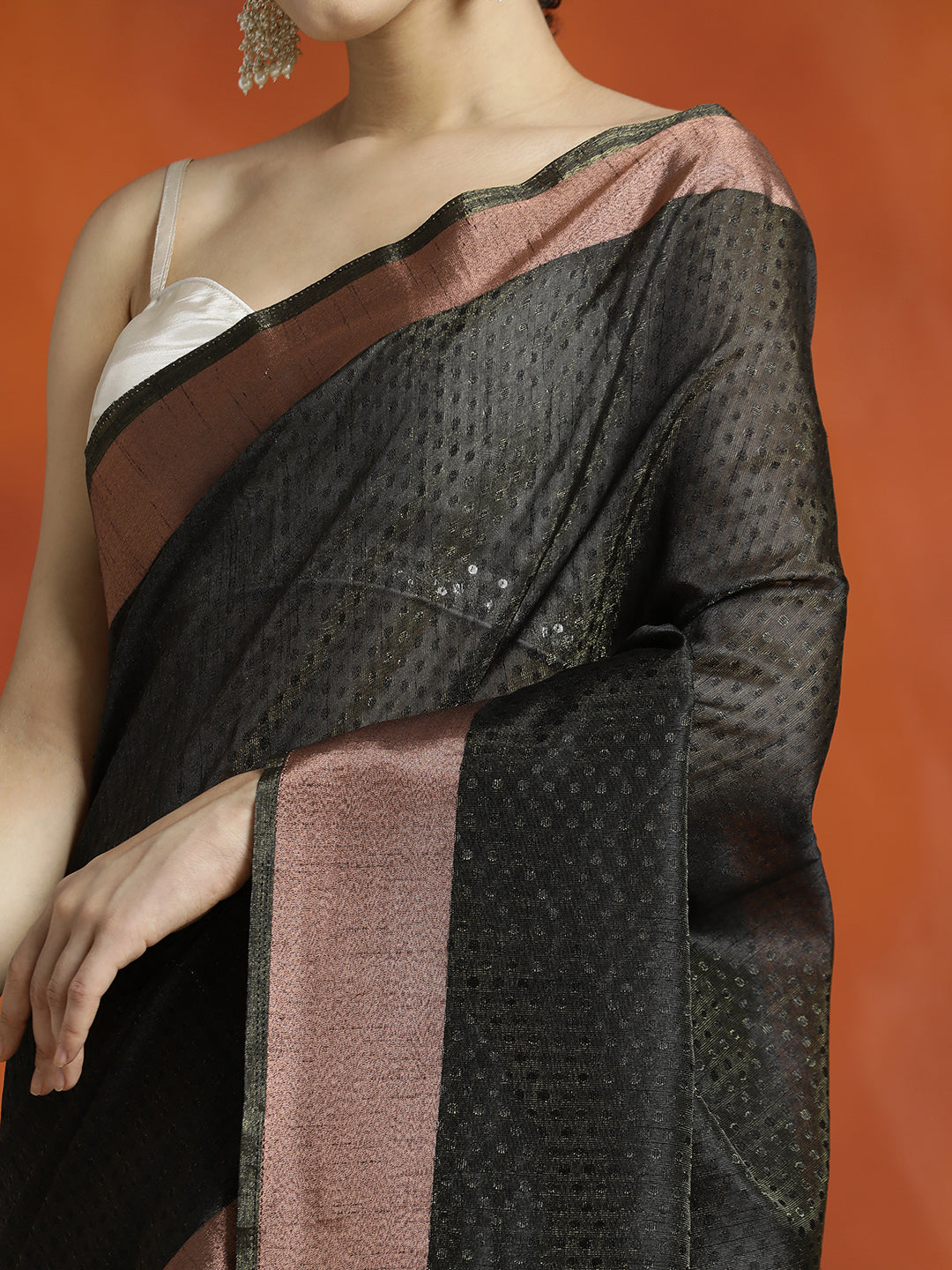 Zari Woven Banarasi Organza Black Saree