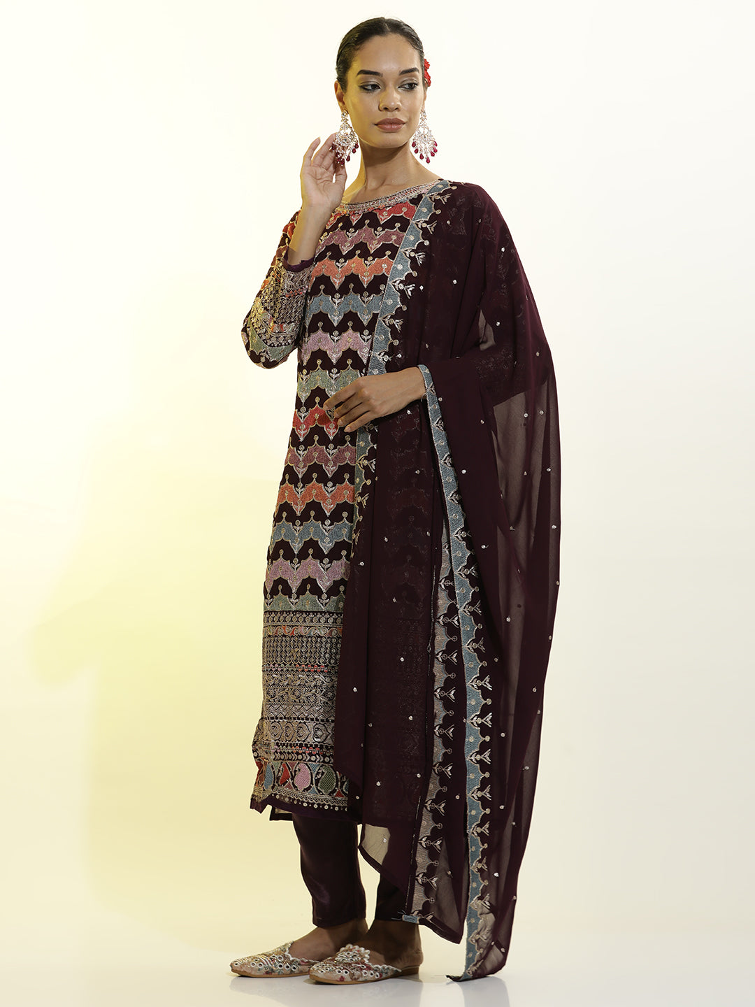 Heavy Embroidered Georgette Festive Kurta Set With Dupatta