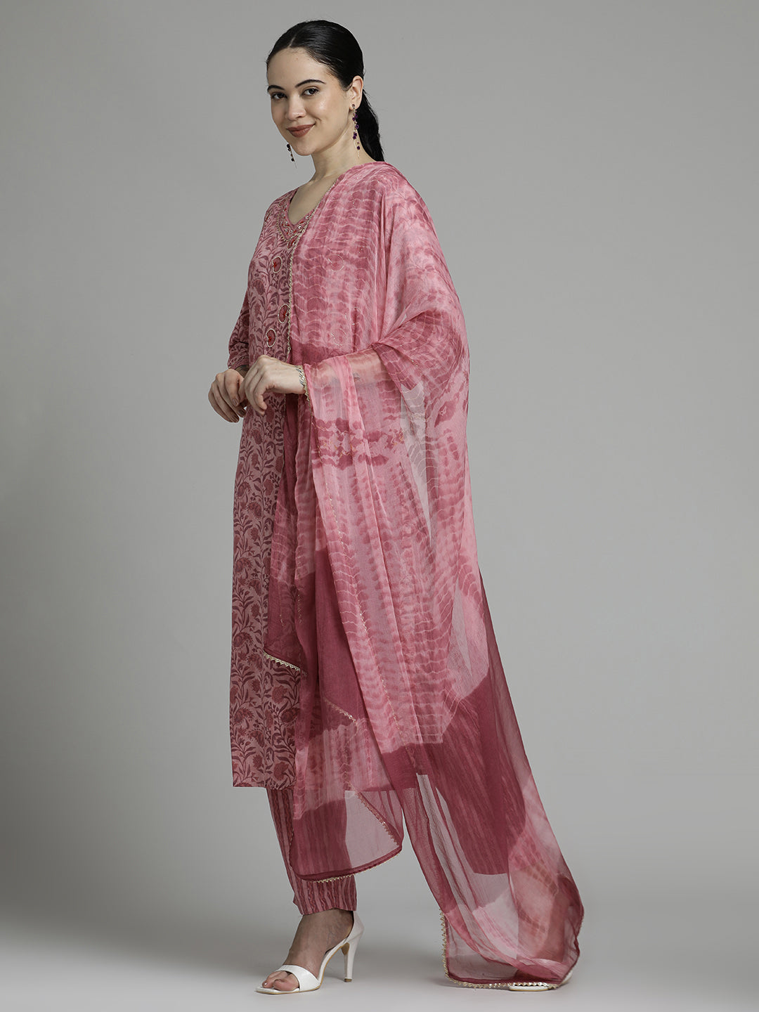 Paisley Printed Cotton Kurta Set With Dupatta