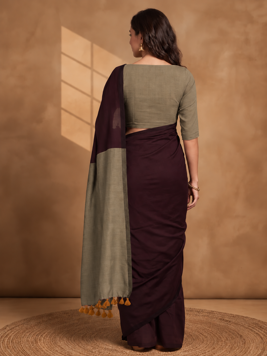 Solid Pure Cotton Saree with Unstiched Blouse