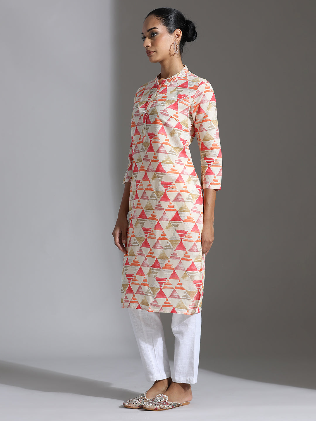 Geometric Printed Chanderi Cotton Kurta