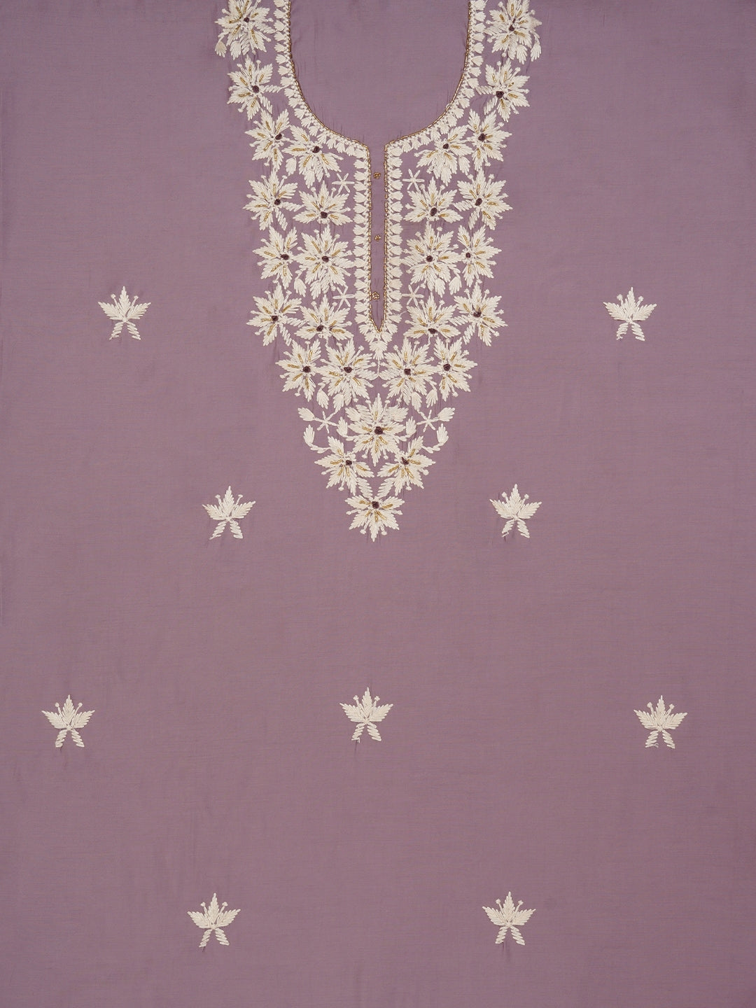 Lavender Unstitched Festive Embroidered Dress Material with Dupatta