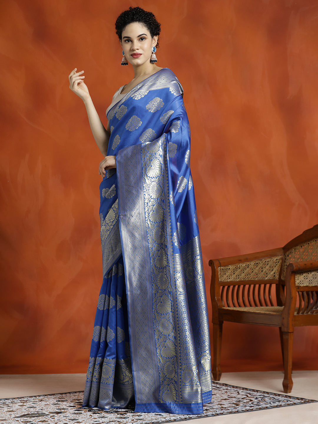 Blue Zari Woven Design Banarasi Saree