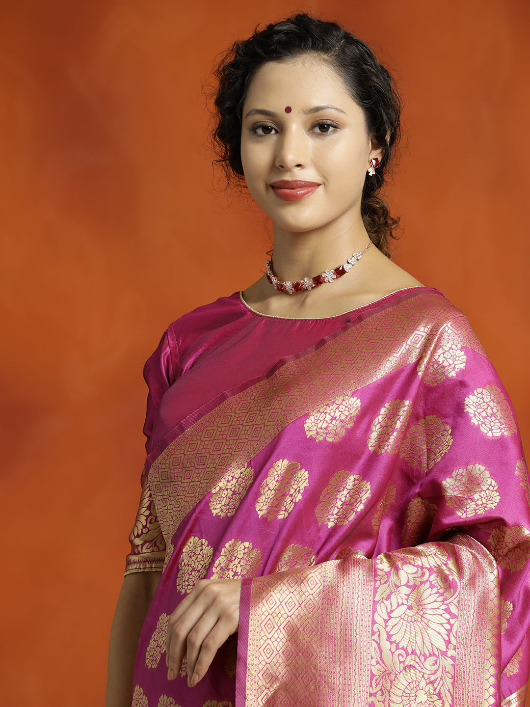 Pink Silk Banarasi Zari Woven Saree