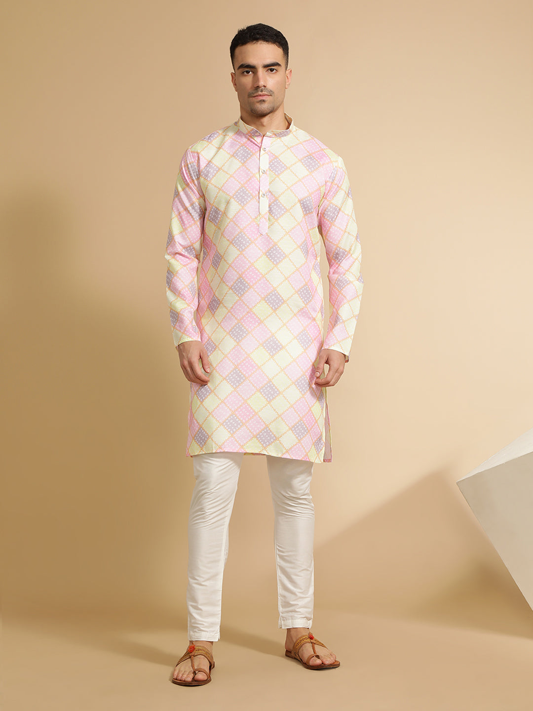 Bandhani Printed Cotton Kurta for Men