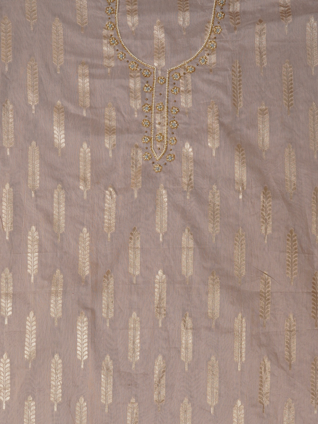 Light Purple Unstitched Zari Silk Blend Dress Material With Dupatta