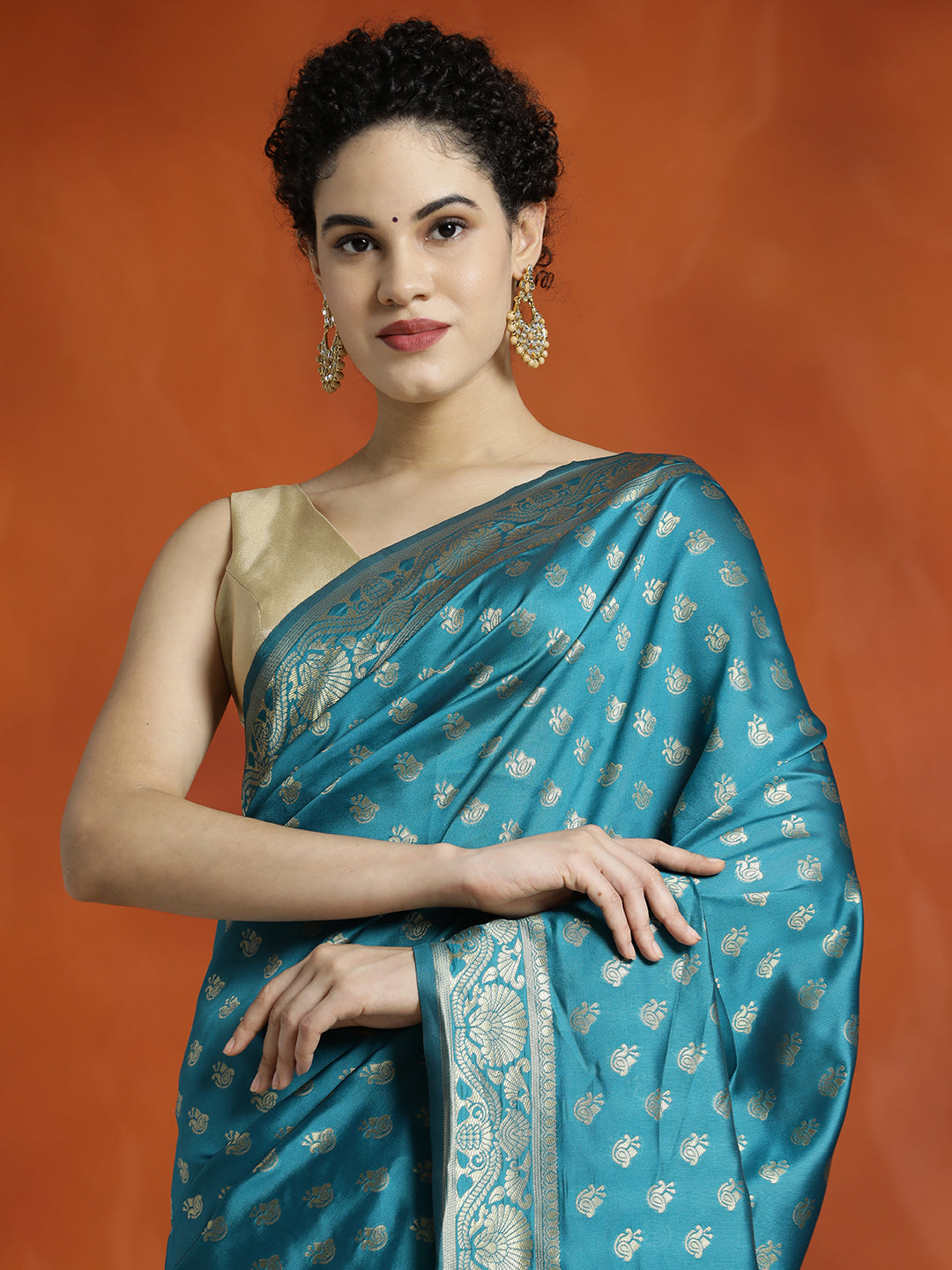 Sky Blue Silk Banarasi Zari Woven Heavy Saree