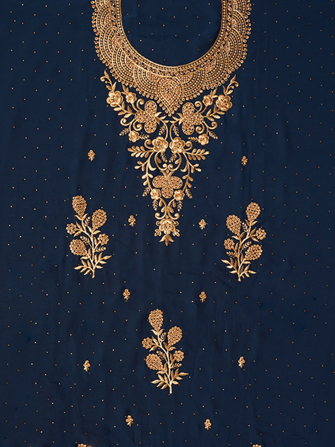 Zari Silk Georgette Blue Dress Material with Dupatta