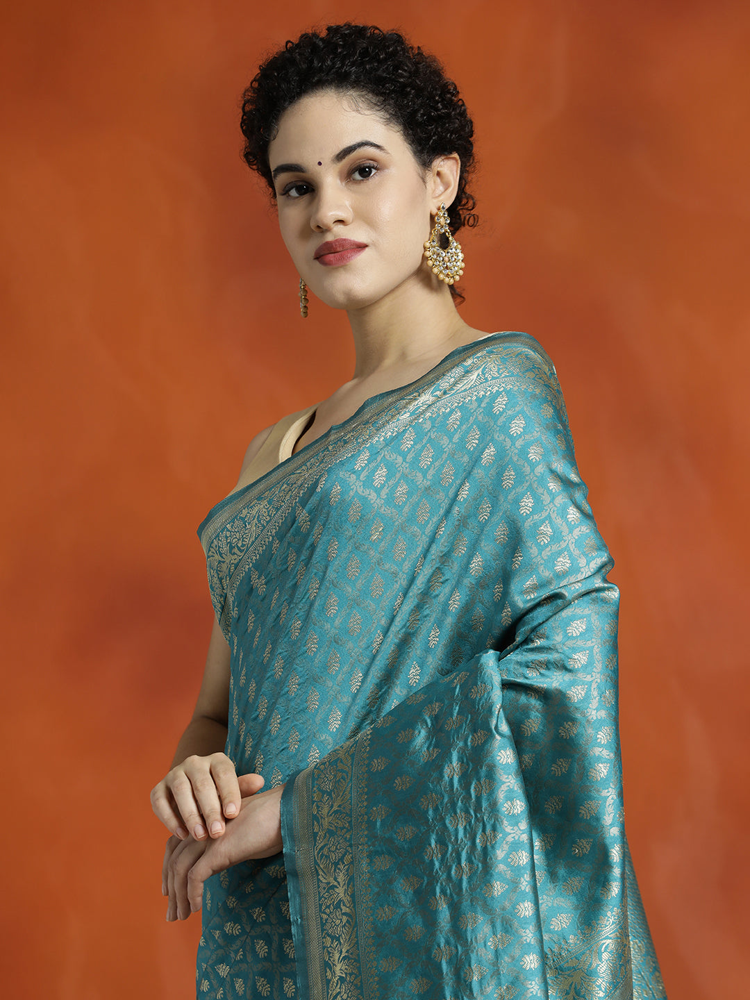 Sky Blue Silk Banarasi Zari Woven Party Wear Saree