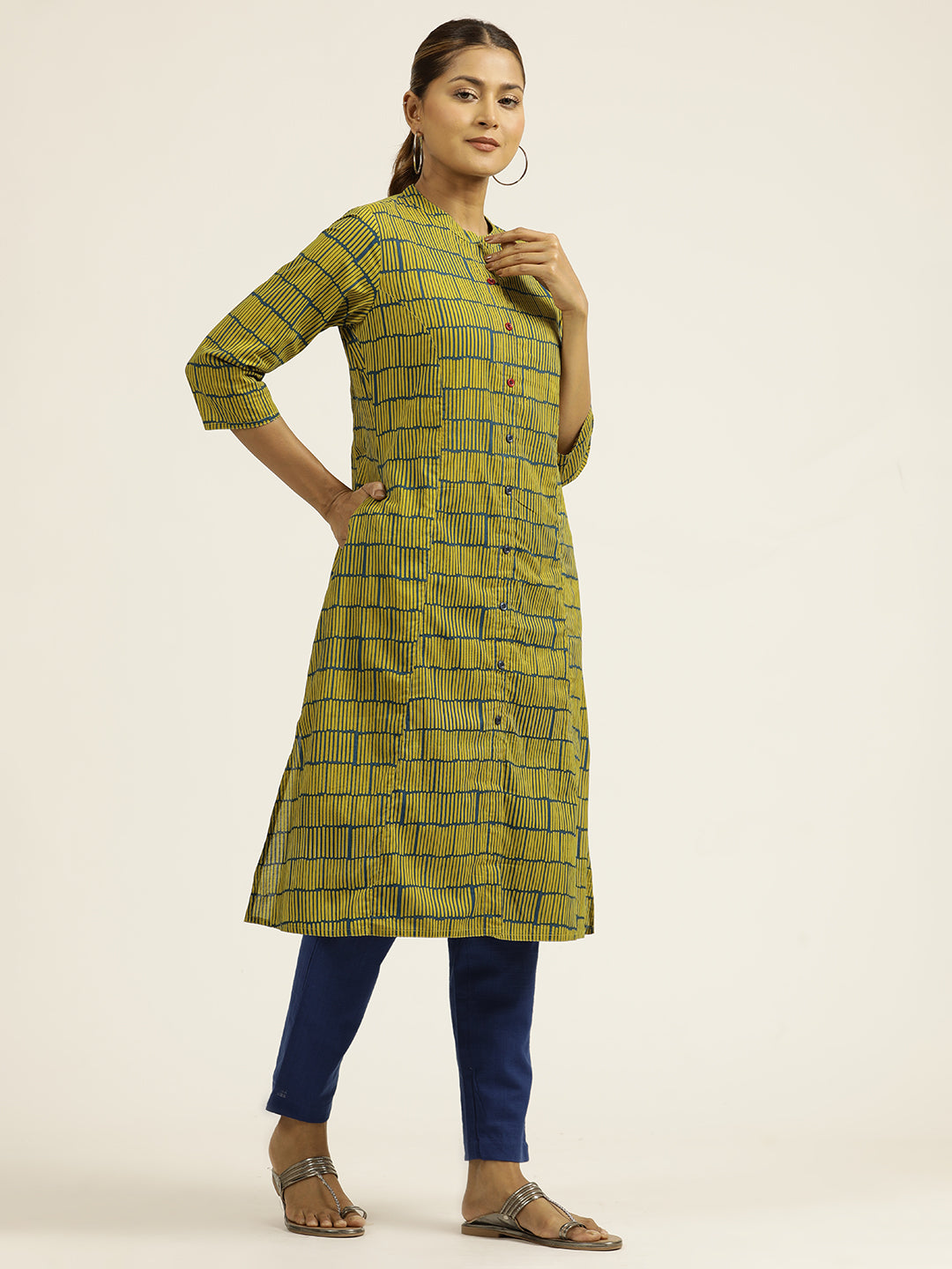 Abstract Printed Cotton A-line Kurta