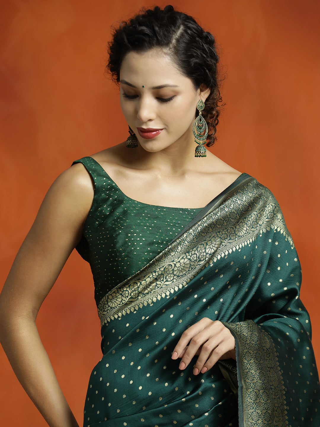 Mehandi Green Silk Banarasi Zari Woven Heavy Saree