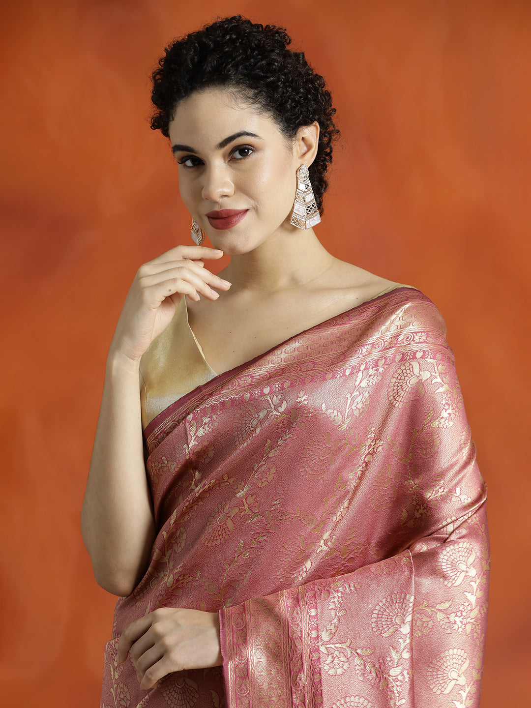 Pink Silk Banarasi Zari Woven Heavy Saree