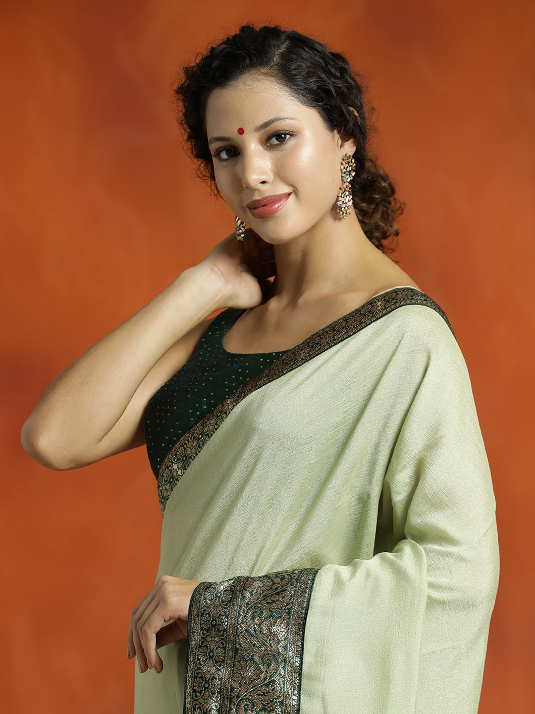 Pista Green Silk Banarasi Zari Woven Saree