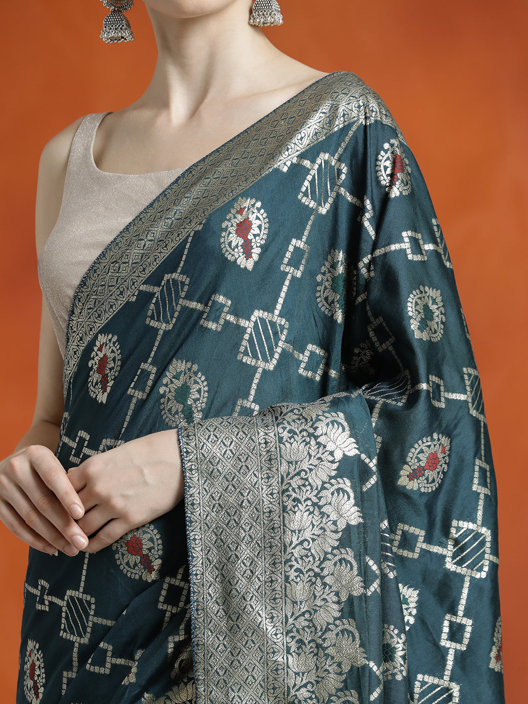 Heavy Banarasi Zari Woven Silk Blend Saree