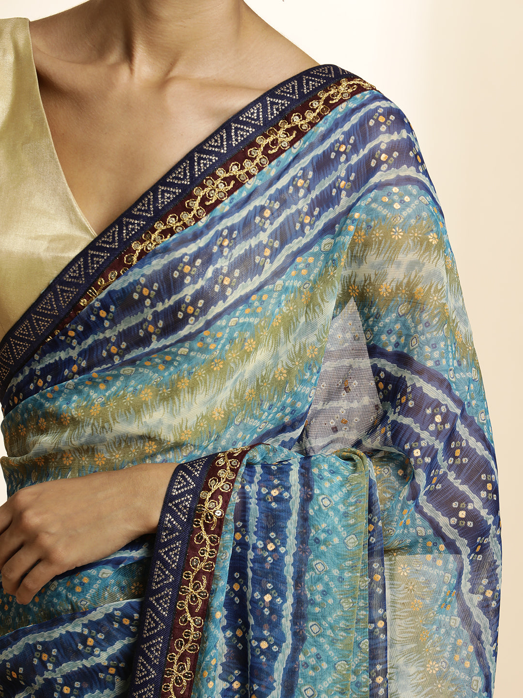 Blue  Printed Lightweight Georgette Saree