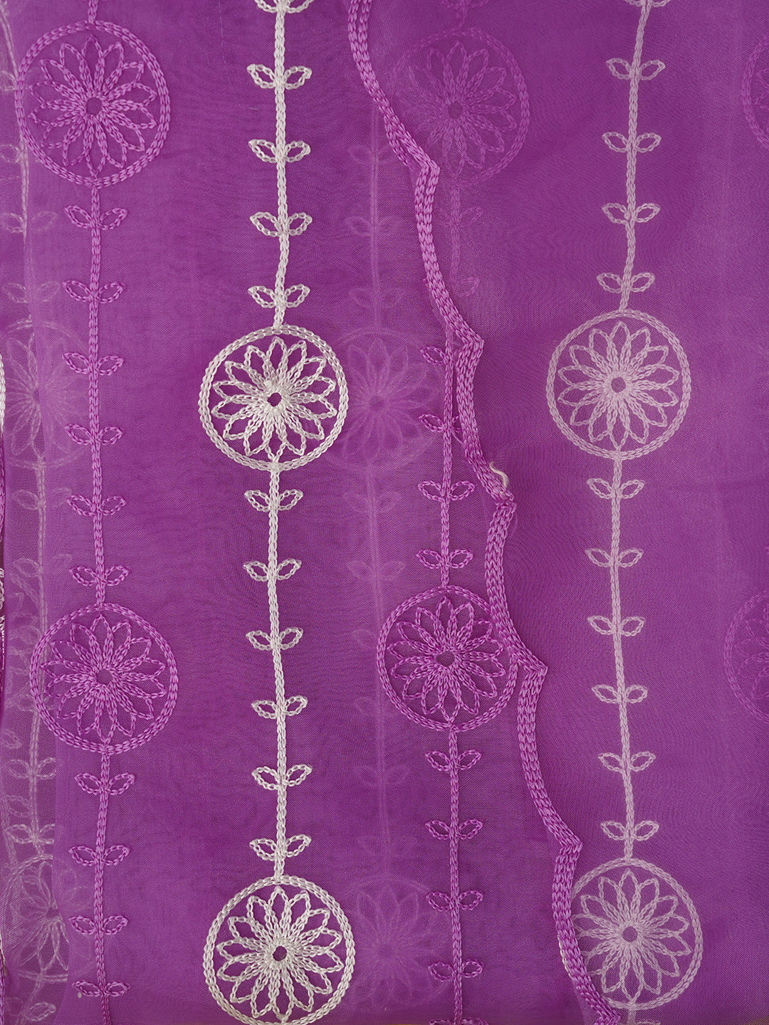 Unstitched Embroidered Organza Purple Dress Material With Dupatta