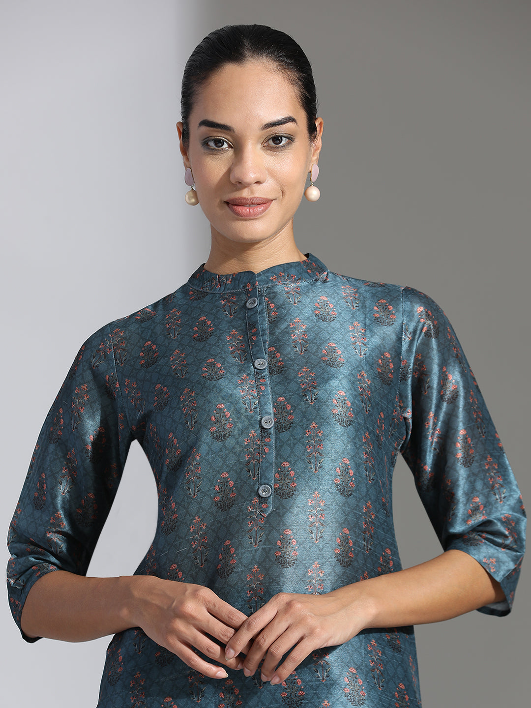 Ethnic Printed Poly Chanderi Kurta