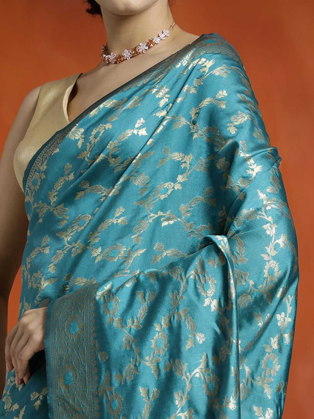 Sky Blue Zari Woven Design Banarasi Saree