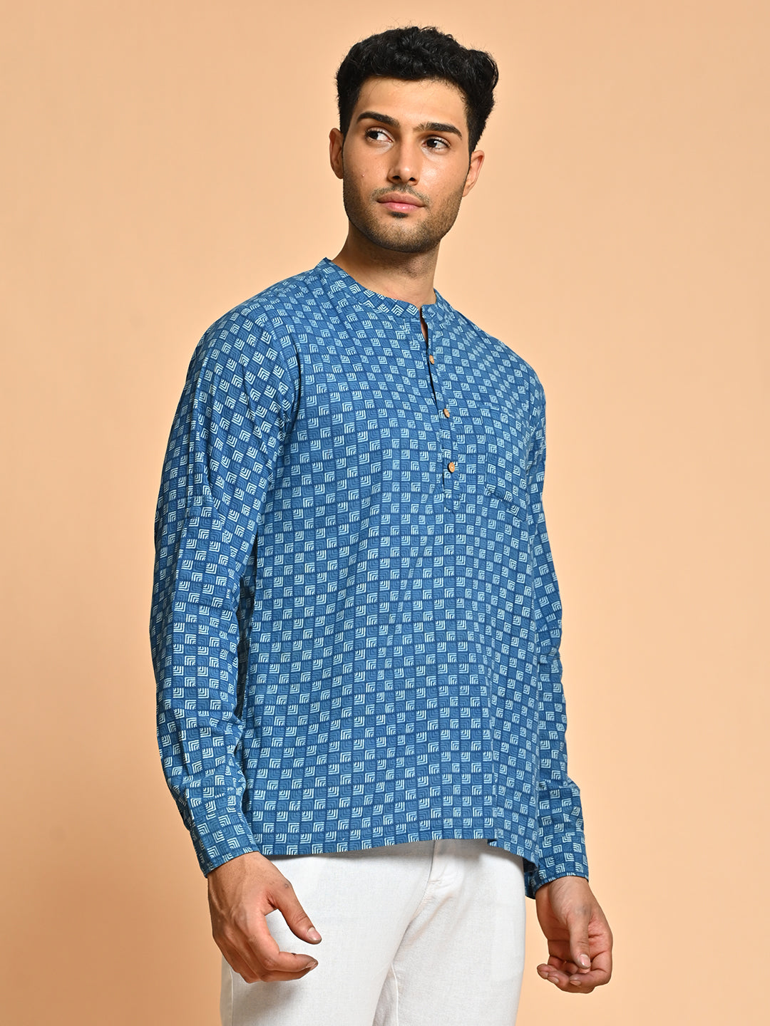 Ethnic Block Printed Festive Cotton Short Kurta