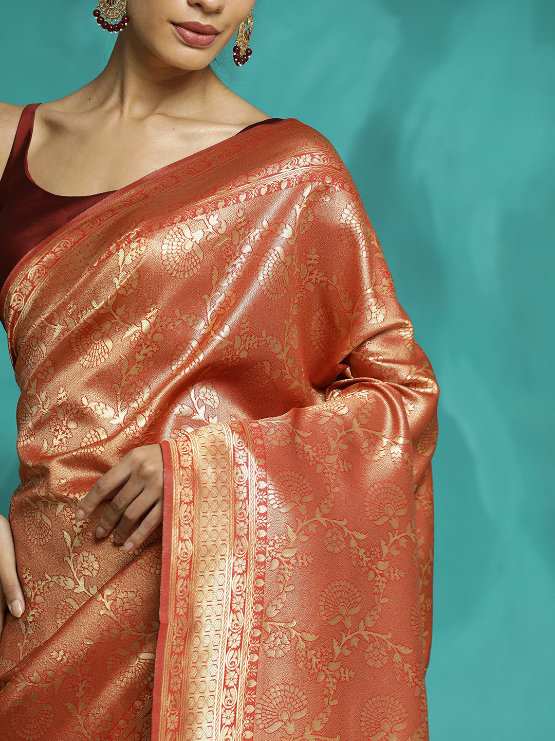 Zari Woven Design Red Banarasi Saree