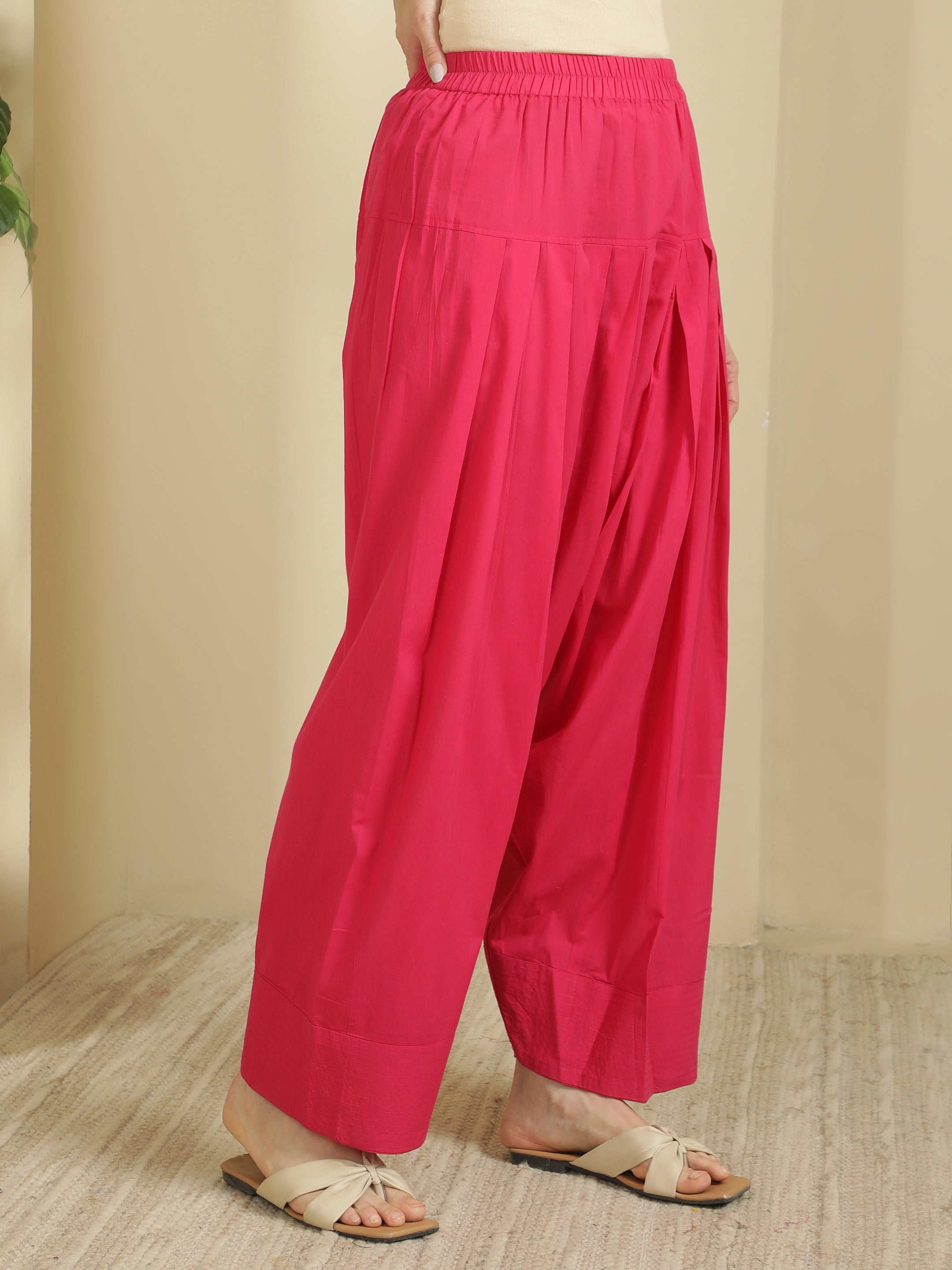 Women solid Loose fit cotton Farsi Salwar