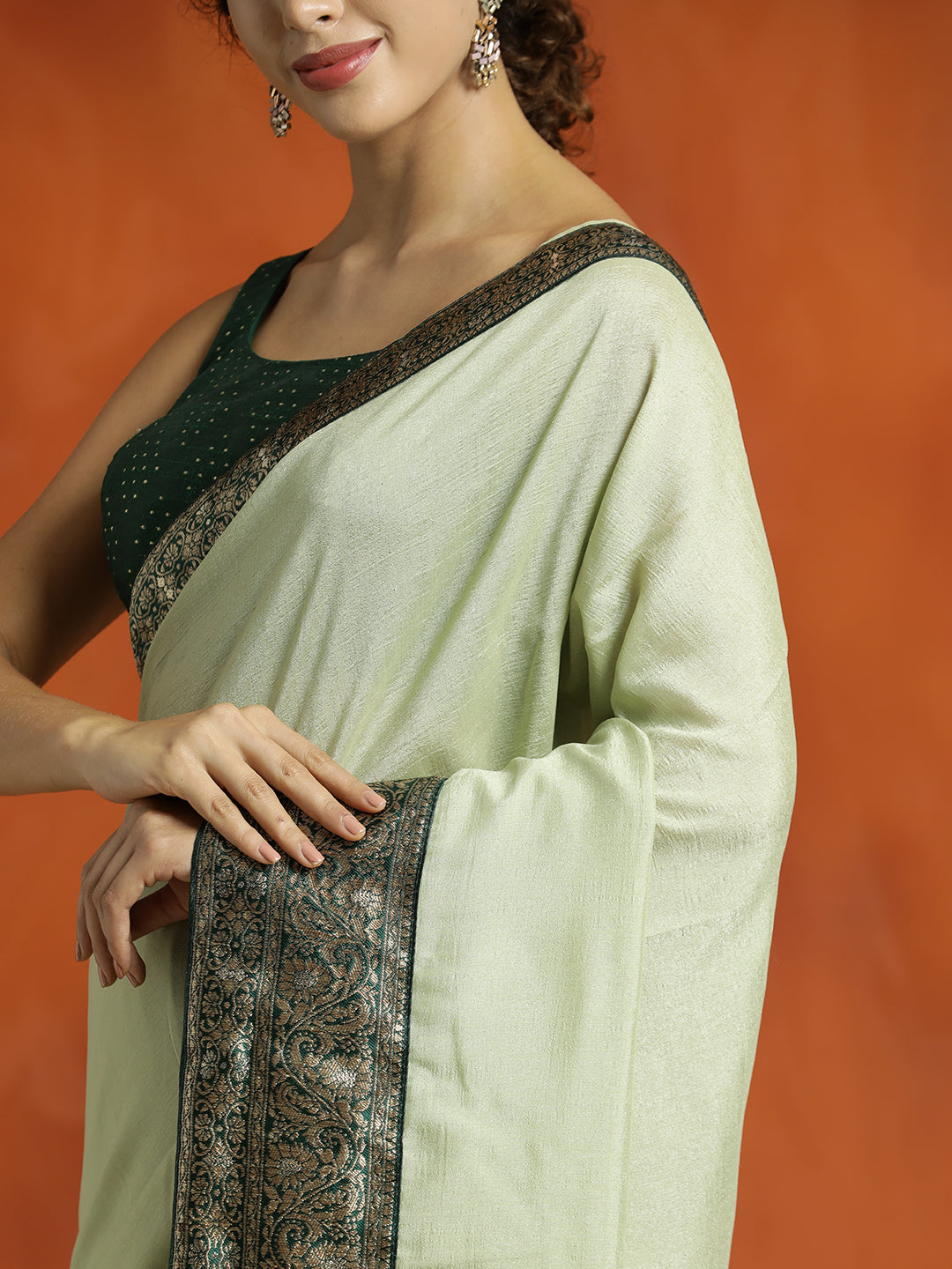 Pista Green Silk Banarasi Zari Woven Saree