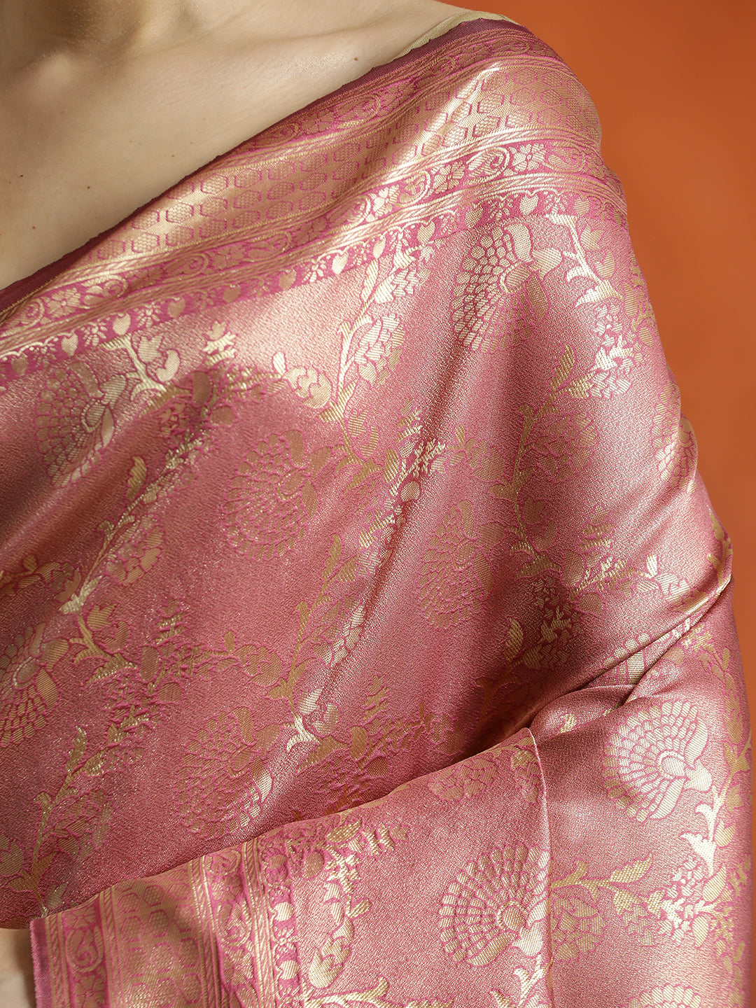 Pink Silk Banarasi Zari Woven Heavy Saree