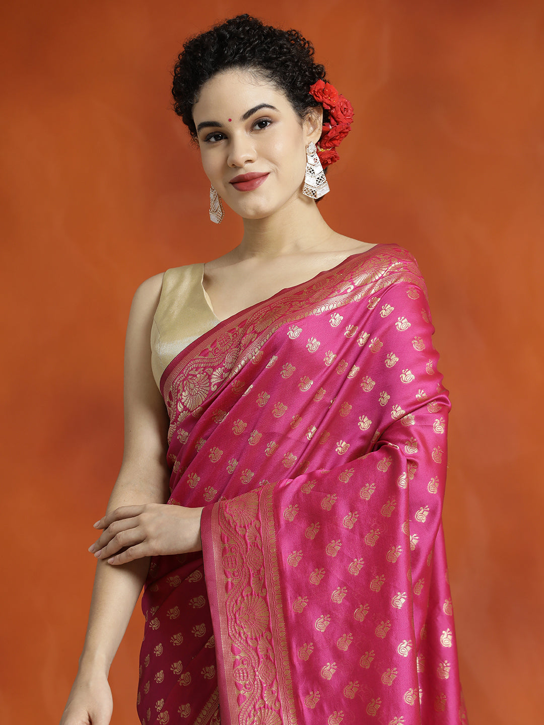 Silk Pink Banarasi Zari Woven Heavy Saree