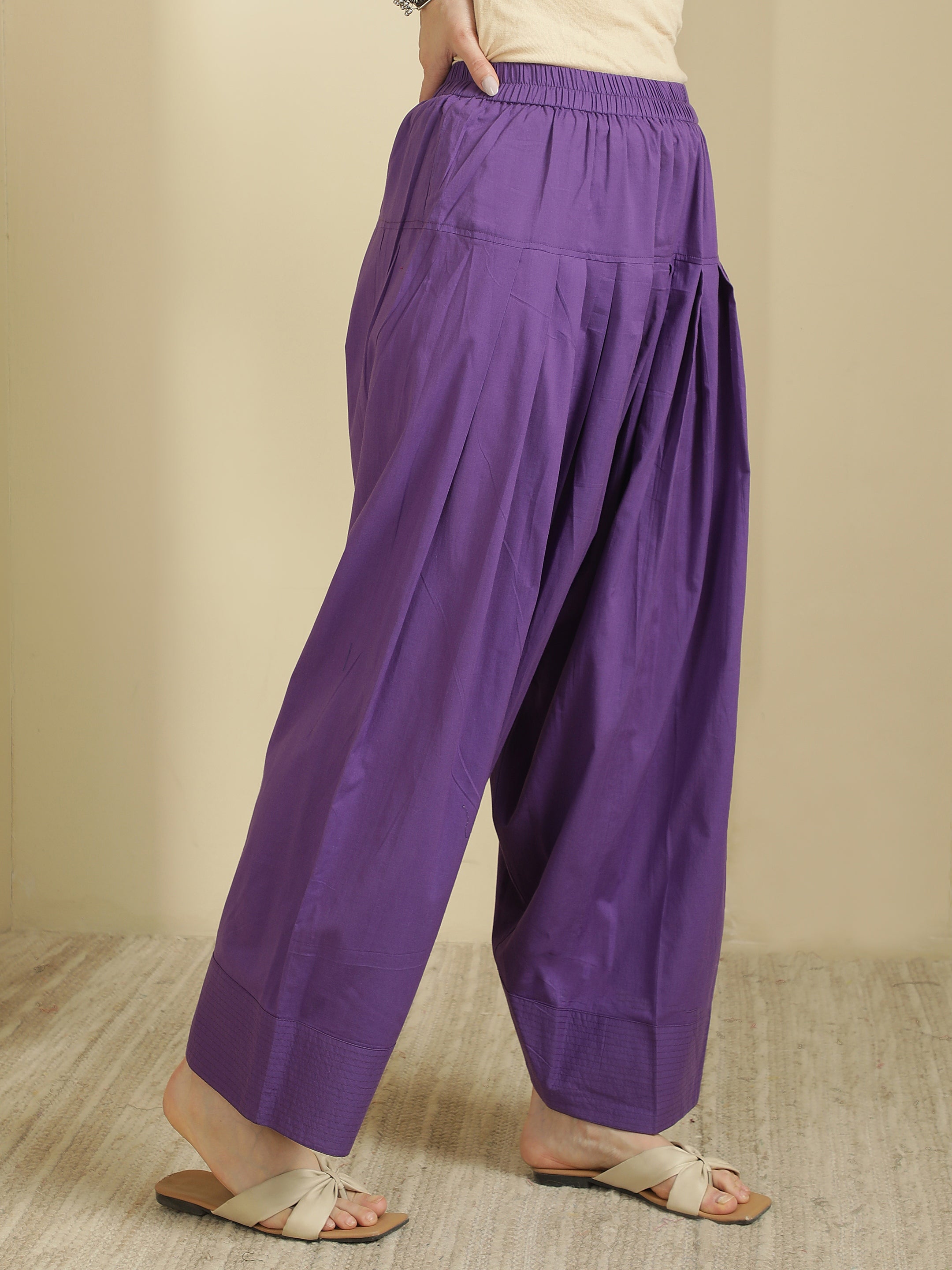 Women solid Loose fit cotton Farsi Salwar