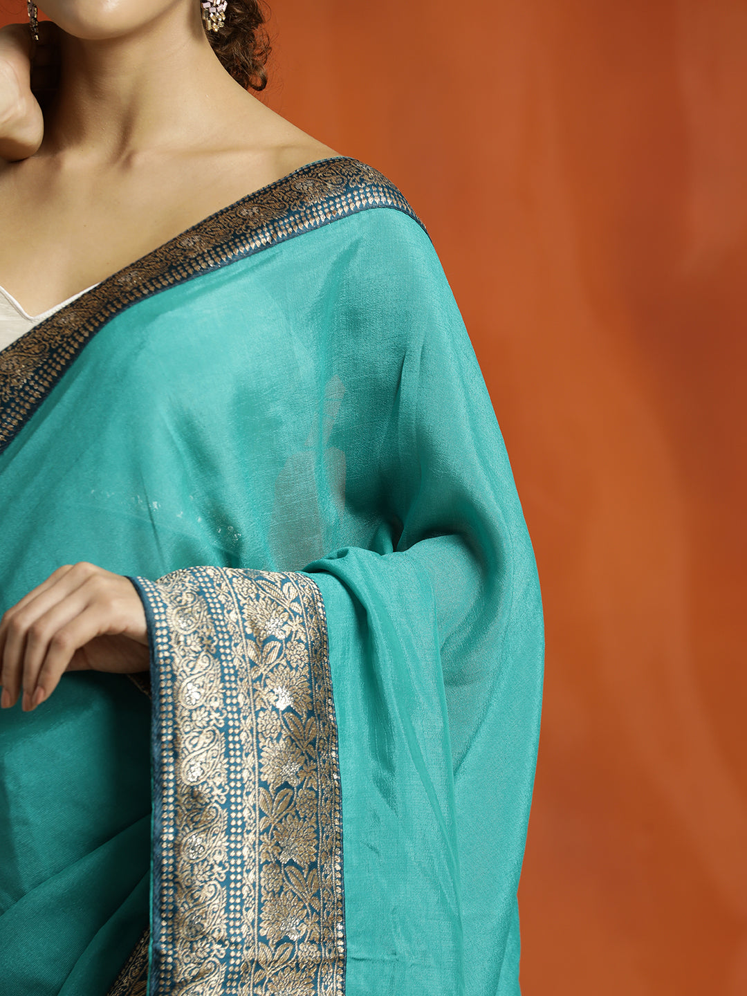 Sea Green Silk Banarasi Zari Woven Saree