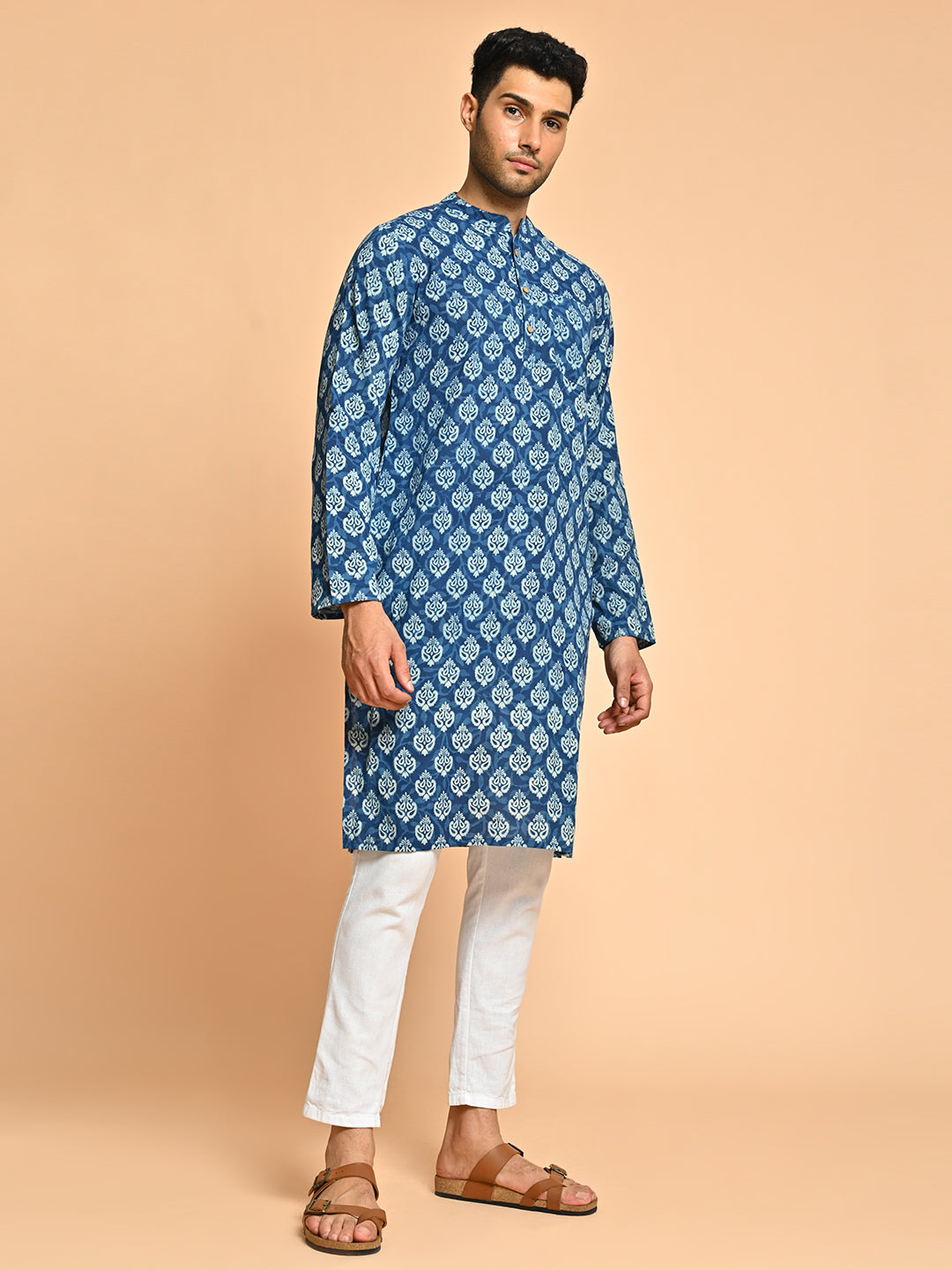 Ethnic Block Printed Cotton Short Kurta