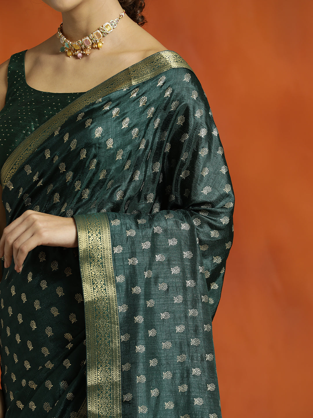 Mehandi Green Silk Banarasi Zari Woven Saree