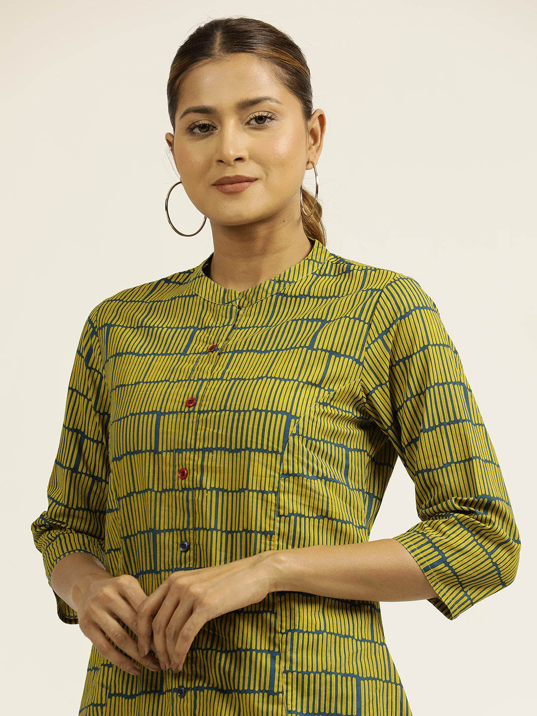 Abstract Printed Cotton A-line Kurta