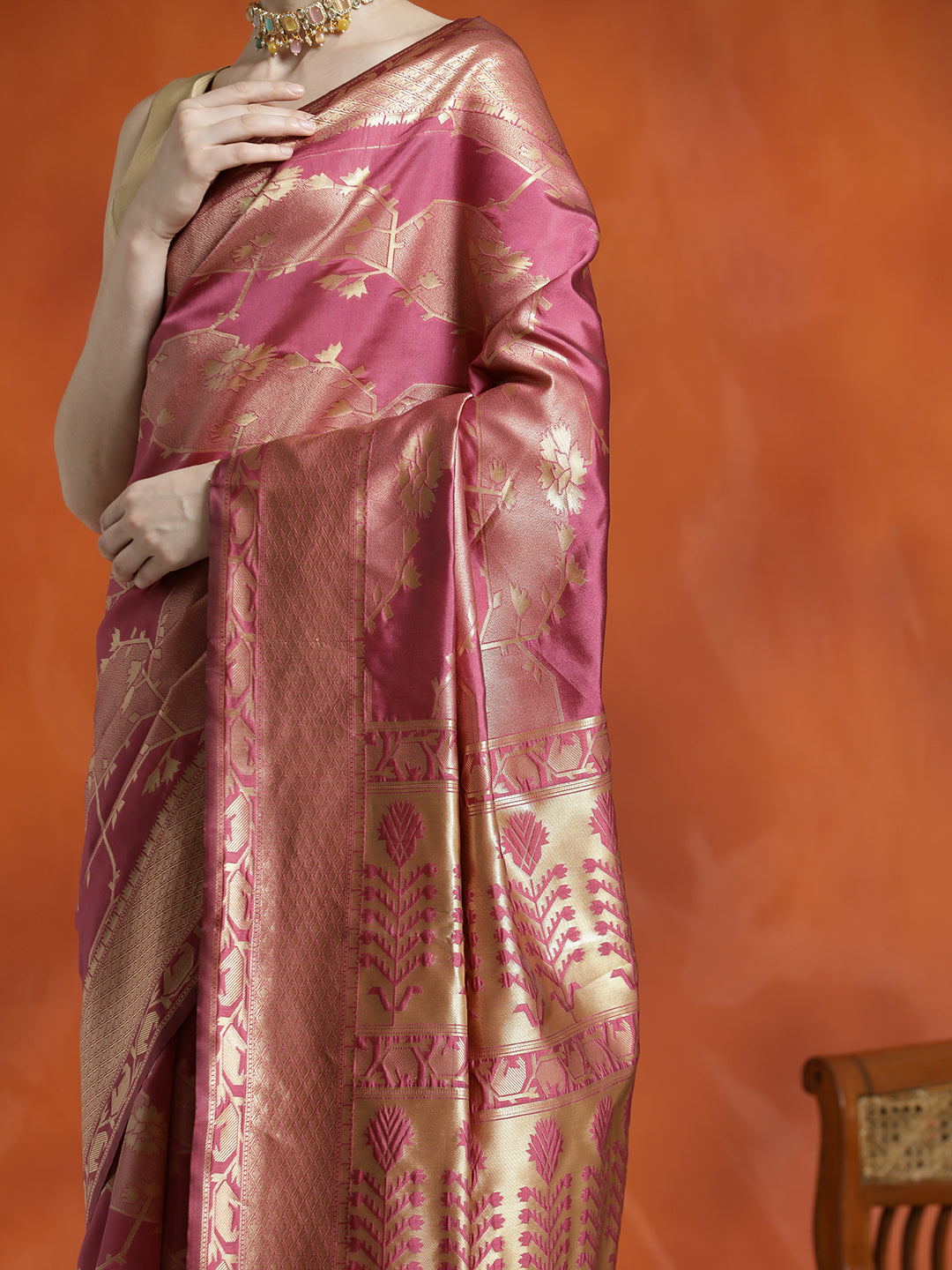 Silk Banarasi Pink Zari Woven Heavy Saree