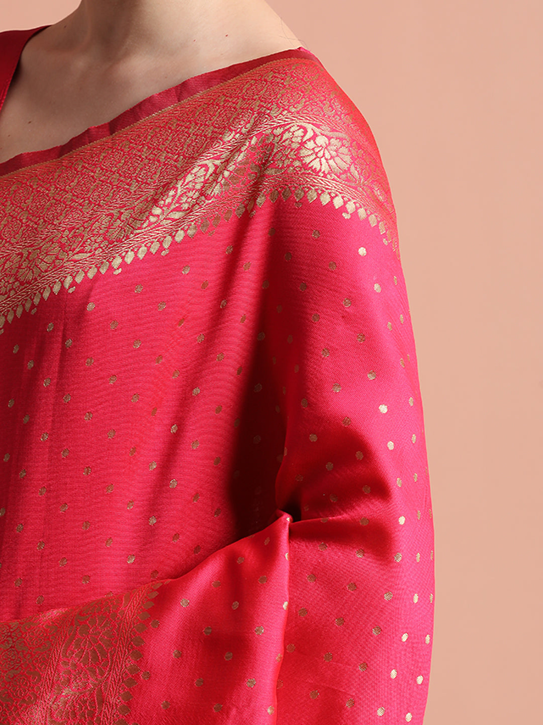 Pink Silk Banarasi Zari Woven Party Wear Saree